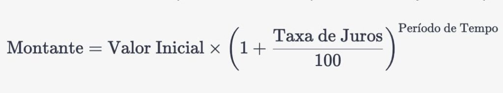 Fórmula para calcular os juros compostos.