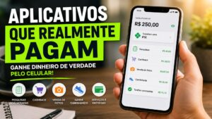 Pessoa utilizando aplicativos que realmente pagam para ganhar renda extra pelo celular.